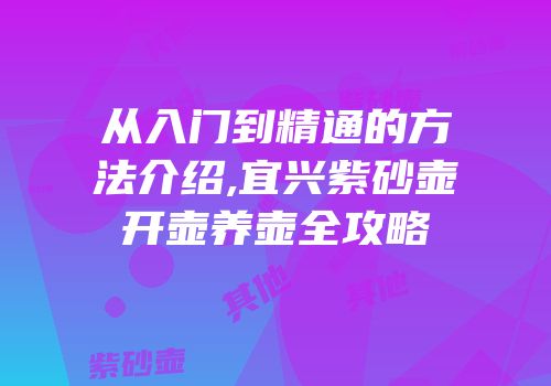 从入门到精通的方法介绍,宜兴紫砂壶开壶养壶全攻略