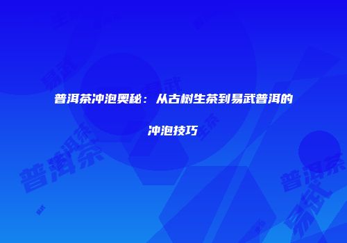 普洱茶冲泡奥秘：从古树生茶到易武普洱的冲泡技巧