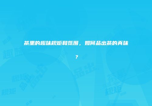 茶里的趣味规矩和氛围，如何品出茶的真味？