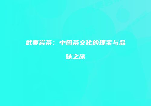 武夷岩茶：中国茶文化的瑰宝与品味之旅