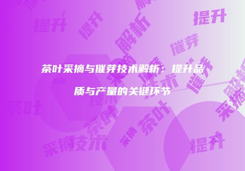 茶叶采摘与催芽技术解析：提升品质与产量的关键环节