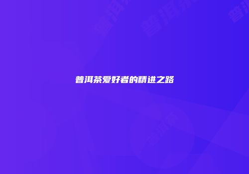 普洱茶爱好者的精进之路