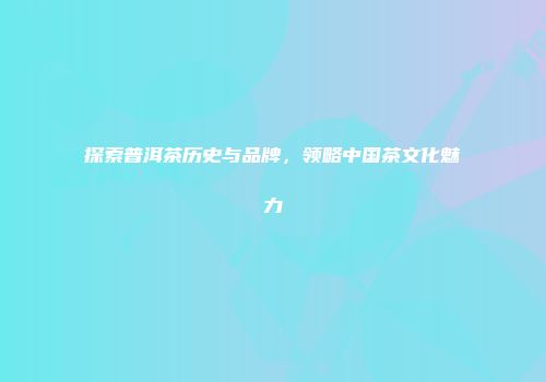 探索普洱茶历史与品牌，领略中国茶文化魅力