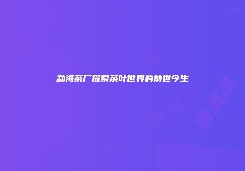 勐海茶厂探索茶叶世界的前世今生