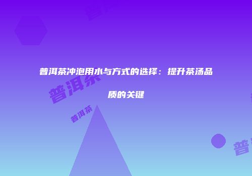 普洱茶冲泡用水与方式的选择：提升茶汤品质的关键