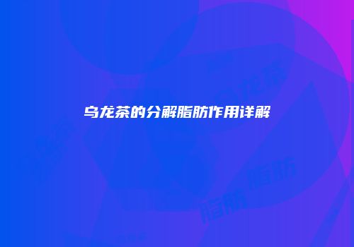 乌龙茶的分解脂肪作用详解