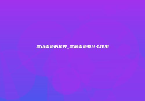 高山雪菊的功效_高源雪菊有什么作用