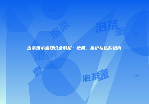 泡茶烧水壶知识全解析：使用、维护与选购指南