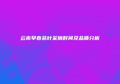 云南早春茶叶采摘时间及品质分析