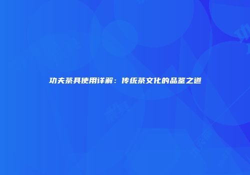 功夫茶具使用详解：传统茶文化的品鉴之道