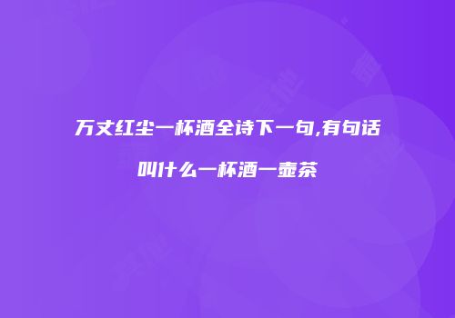 万丈红尘一杯酒全诗下一句,有句话叫什么一杯酒一壶茶
