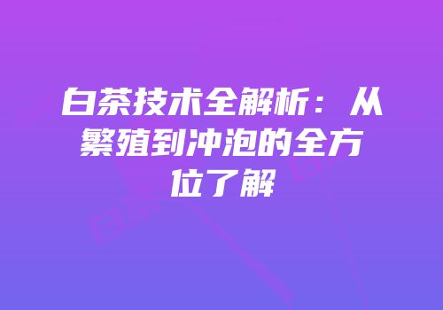 白茶技术全解析：从繁殖到冲泡的全方位了解