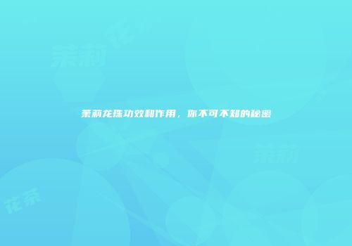 茉莉龙珠功效和作用，你不可不知的秘密