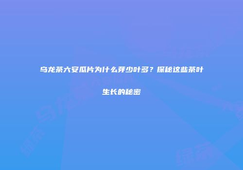 乌龙茶六安瓜片为什么芽少叶多？探秘这些茶叶生长的秘密