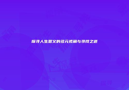 探寻人生意义的多元视角与寻找之道