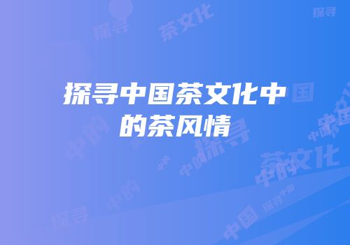 探寻中国茶文化中的茶风情