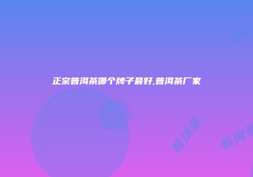 正宗普洱茶哪个牌子最好,普洱茶厂家