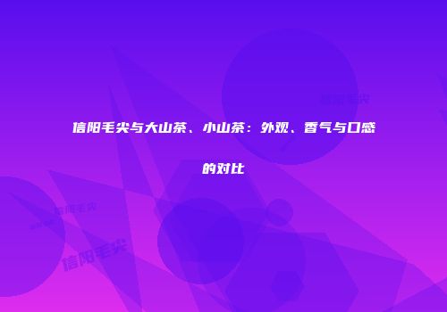 信阳毛尖与大山茶、小山茶：外观、香气与口感的对比