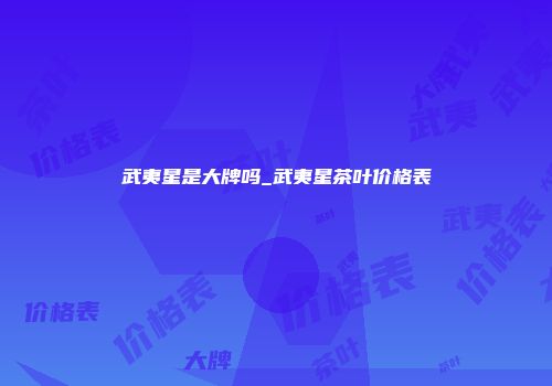 武夷星是大牌吗_武夷星茶叶价格表