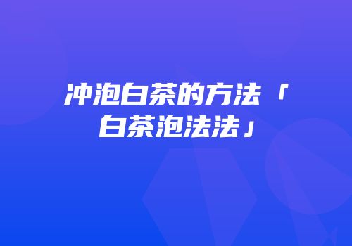 冲泡白茶的方法「白茶泡法法」