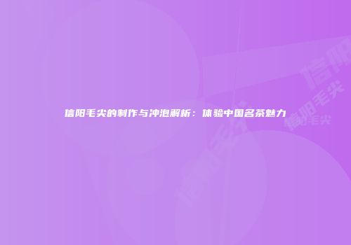 信阳毛尖的制作与冲泡解析：体验中国名茶魅力