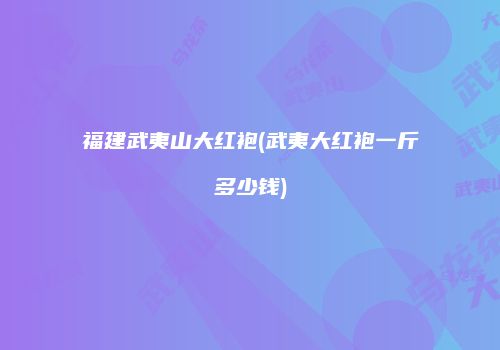 福建武夷山大红袍(武夷大红袍一斤多少钱)
