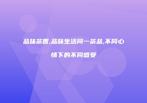 品味茶香,品味生活同一茶品,不同心情下的不同感受