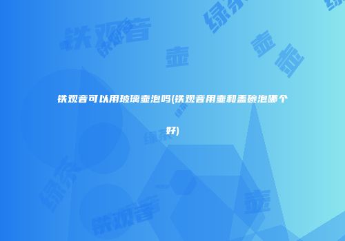 铁观音可以用玻璃壶泡吗(铁观音用壶和盖碗泡哪个好)
