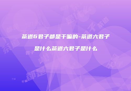 茶道6君子都是干嘛的-茶道六君子是什么茶道六君子是什么