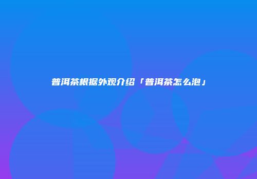 普洱茶根据外观介绍「普洱茶怎么泡」