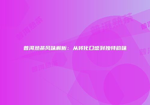 普洱熟茶风味解析：从转化口感到独特韵味