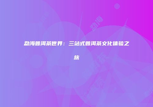勐海普洱茶世界：三站式普洱茶文化体验之旅