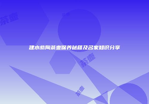 建水紫陶茶壶保养秘籍及名家知识分享