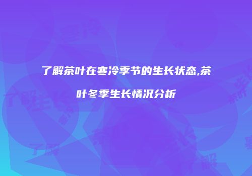 了解茶叶在寒冷季节的生长状态,茶叶冬季生长情况分析