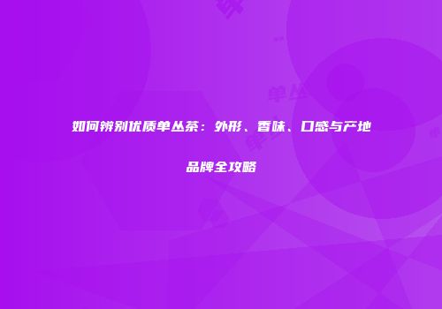 如何辨别优质单丛茶：外形、香味、口感与产地品牌全攻略