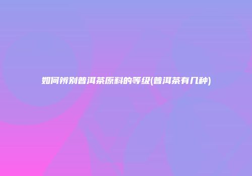 如何辨别普洱茶原料的等级(普洱茶有几种)