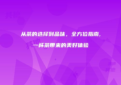 从茶的选择到品味，全方位指南,一杯茶带来的美好体验