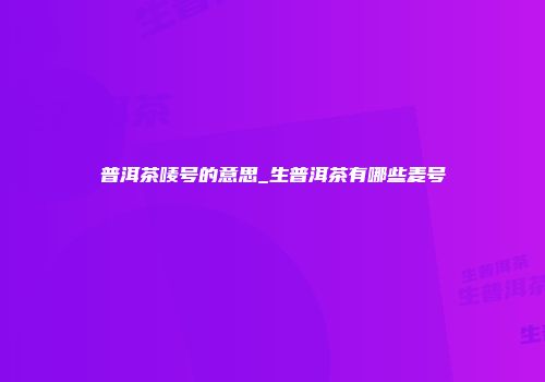 普洱茶唛号的意思_生普洱茶有哪些麦号