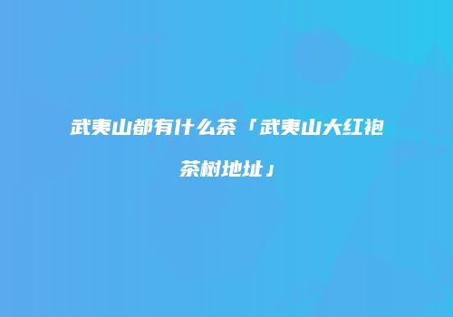 武夷山都有什么茶「武夷山大红袍茶树地址」
