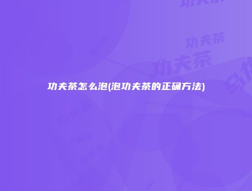 功夫茶怎么泡(泡功夫茶的正确方法)
