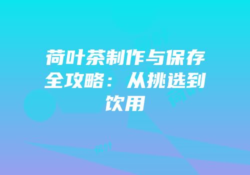荷叶茶制作与保存全攻略：从挑选到饮用