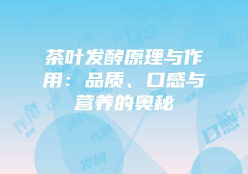 茶叶发酵原理与作用：品质、口感与营养的奥秘