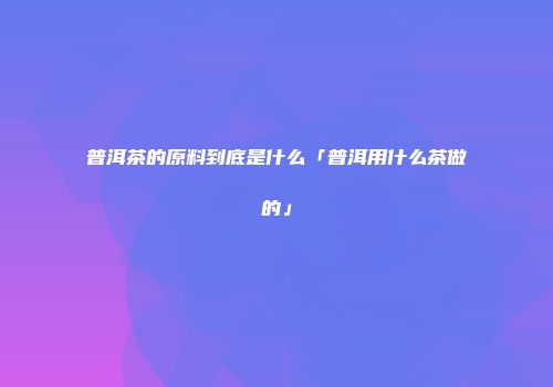 普洱茶的原料到底是什么「普洱用什么茶做的」