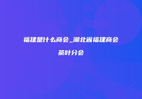 福建是什么商会_湖北省福建商会茶叶分会