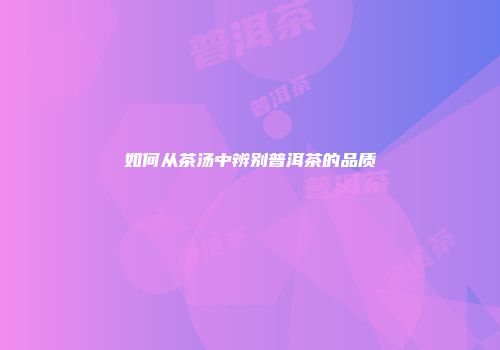 如何从茶汤中辨别普洱茶的品质
