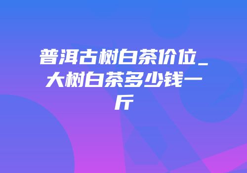 普洱古树白茶价位_大树白茶多少钱一斤