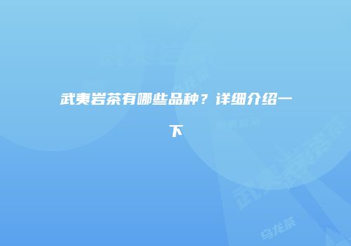 武夷岩茶有哪些品种？详细介绍一下