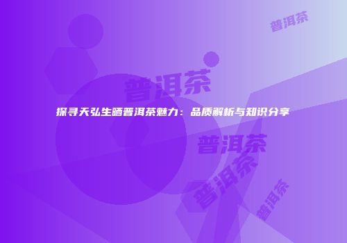 探寻天弘生晒普洱茶魅力：品质解析与知识分享