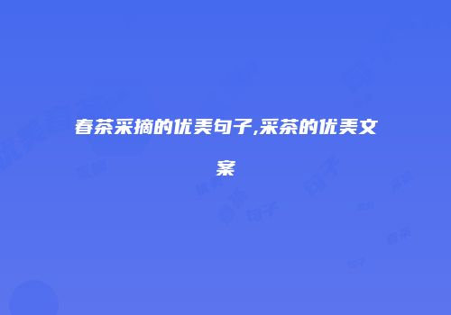 春茶采摘的优美句子,采茶的优美文案