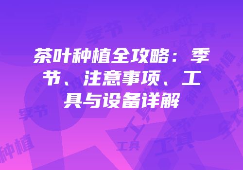 茶叶种植全攻略：季节、注意事项、工具与设备详解